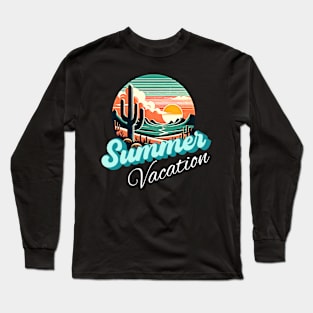 Summer vacation, sunset retro and cactus design for dark colors Long Sleeve T-Shirt